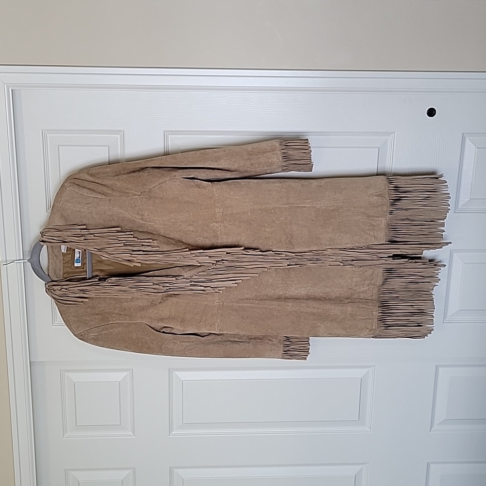 Suede Long Fringe Coat